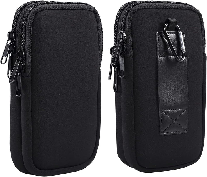 Protective Neoprene Phone Belt Pouch with Double Zip and Carabiner Bowlift