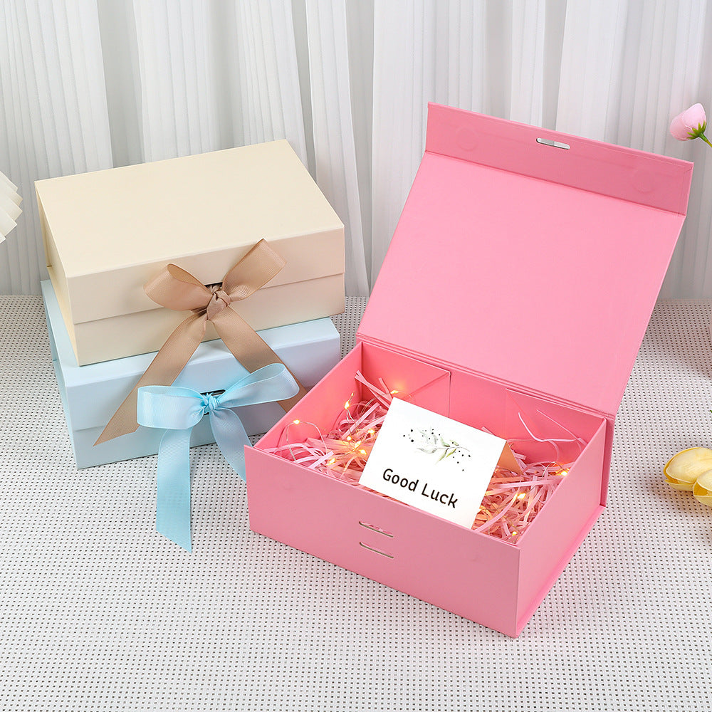 Premium magnetic gift presentation box with LED fairy lights and greeting card Bowlift