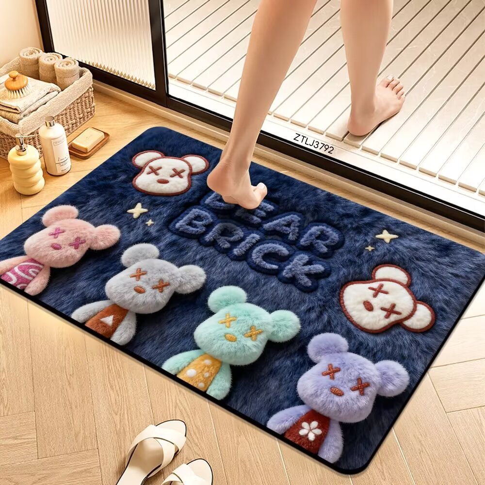 Plush Cartoon Themed Bath Mat Bowlift