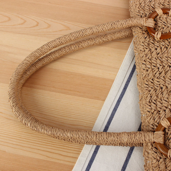 Braided beach bag with wood details Bowlift