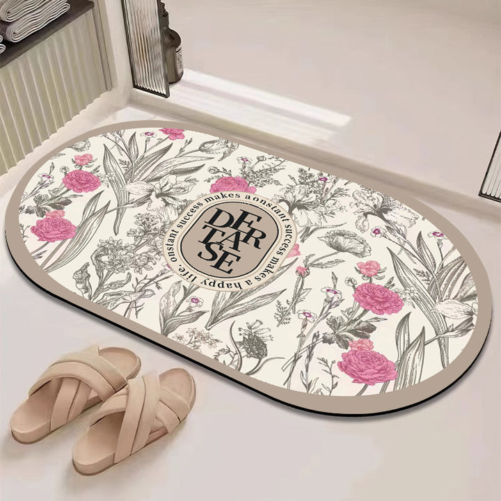Floral Patterned Bath Mat Bowlift