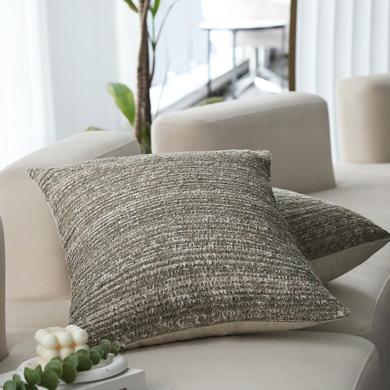 Square decorative cushion cover made of felted bouclé with fine linear texture Bowlift