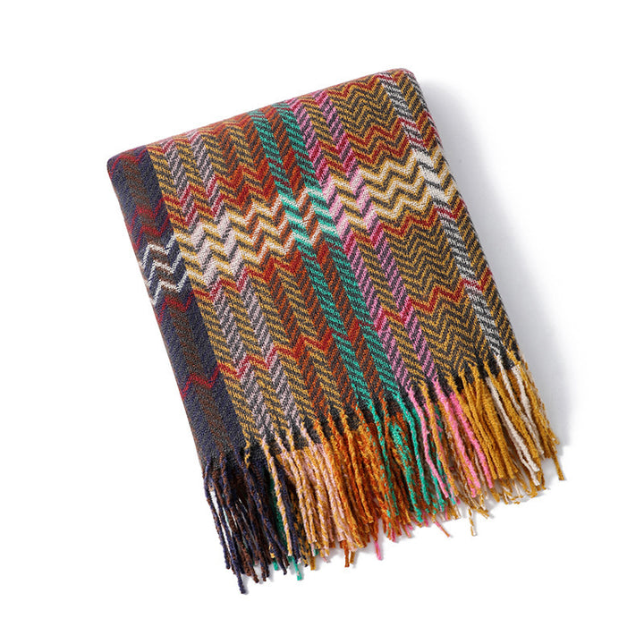 Cozy Geometric Patterned Throw Blanket Bowlift