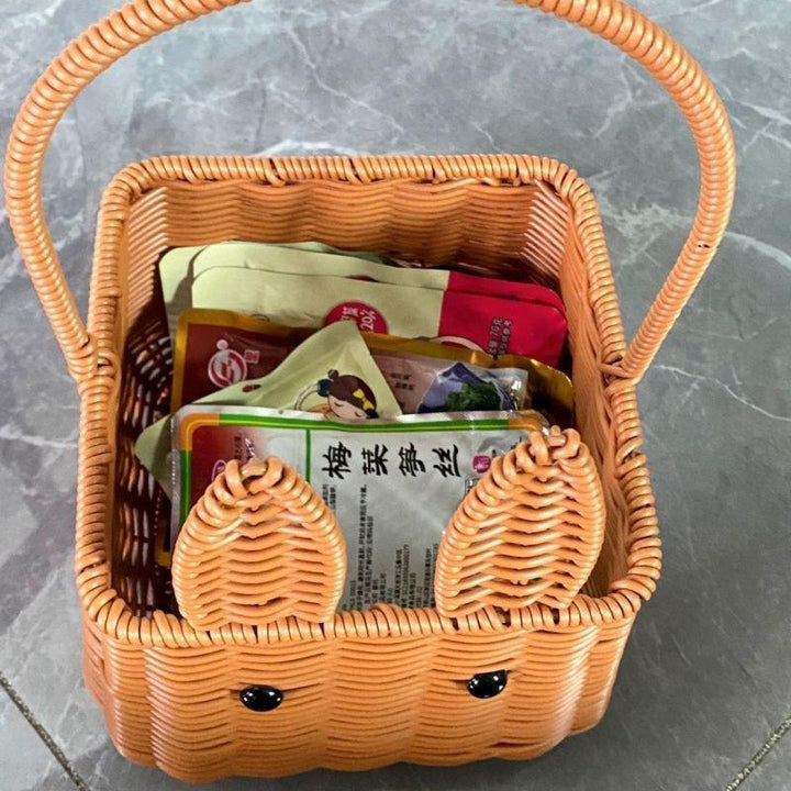 Whimsical Rabbit-Shaped Woven Basket Bowlift
