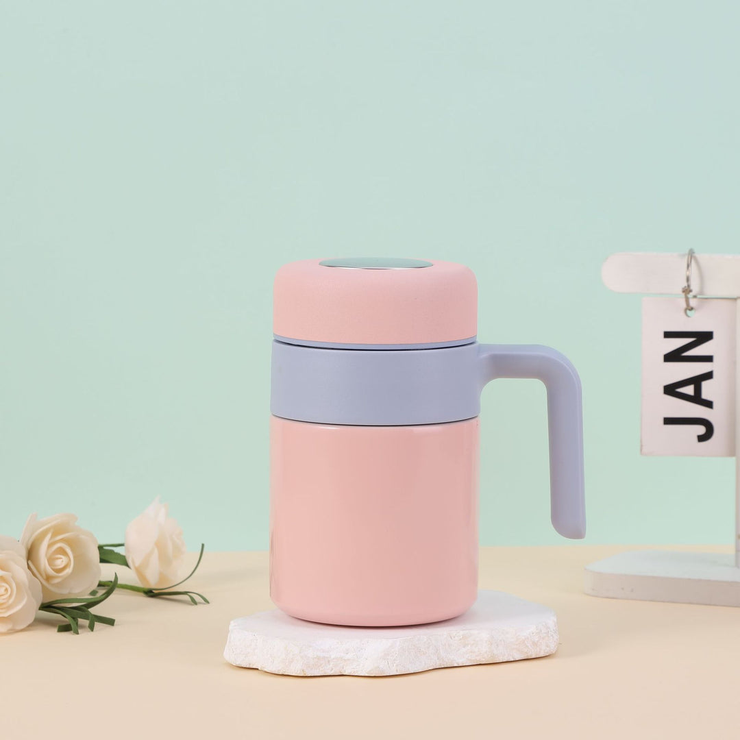 Women's insulated cup with ergonomic handle and spill-proof lid Bowlift