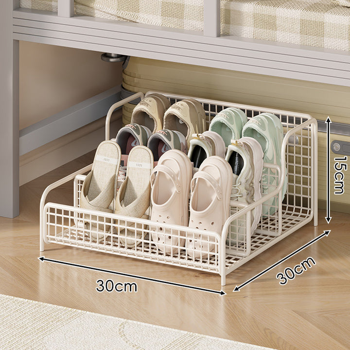 Compact Stackable Under-Bed Metal Mesh Multi-Slot Shoe Storage Drawer Organizer