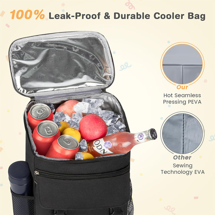 Unisex nan insulated cooler backpack with thermal lining, padded back and side bottle holders Bowlift