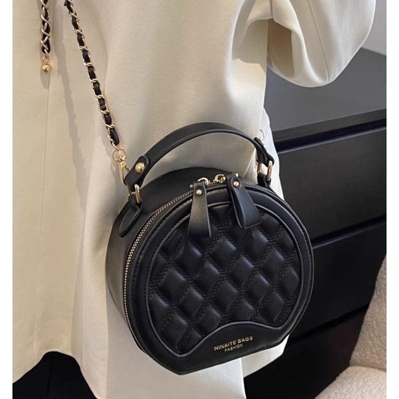 Quilted Round Crossbody Bag Bowlift