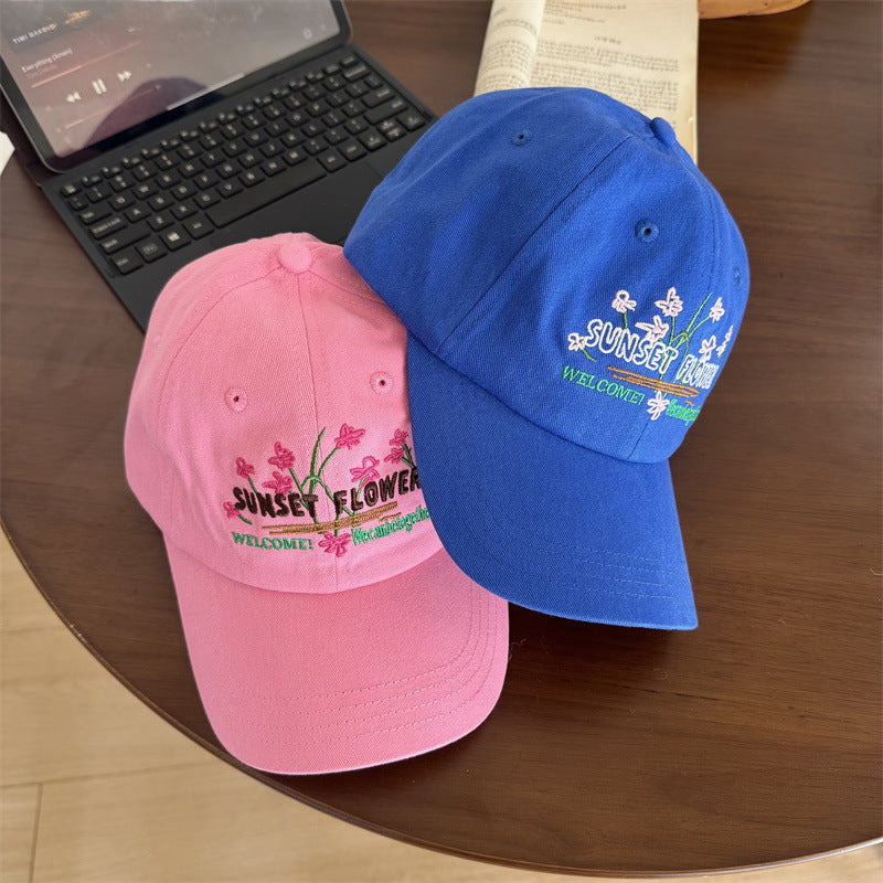 Women's Embroidered Floral Design Cap Bowlift