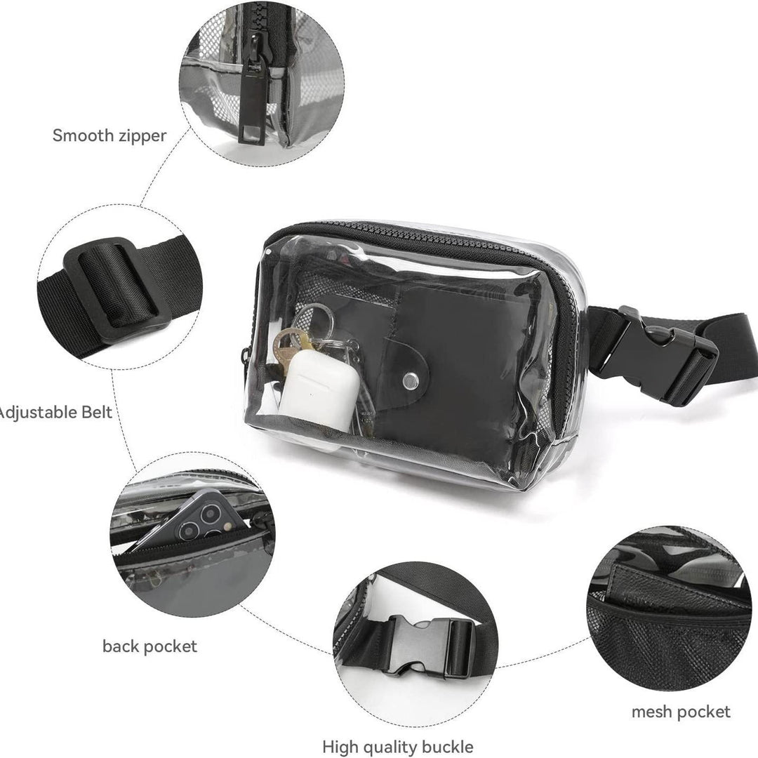 Transparent shoulder bag with mesh side pockets Bowlift
