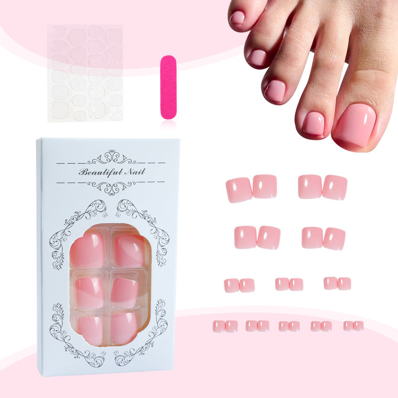 Glossy Press-On Toenails with Natural Finish Bowlift