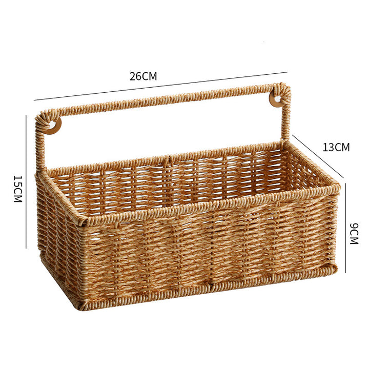 Double-Tier Woven Storage Basket with Handle Bowlift