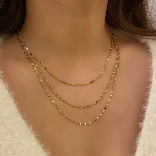 Multi-Layered Silver Chain Necklace Bowlift