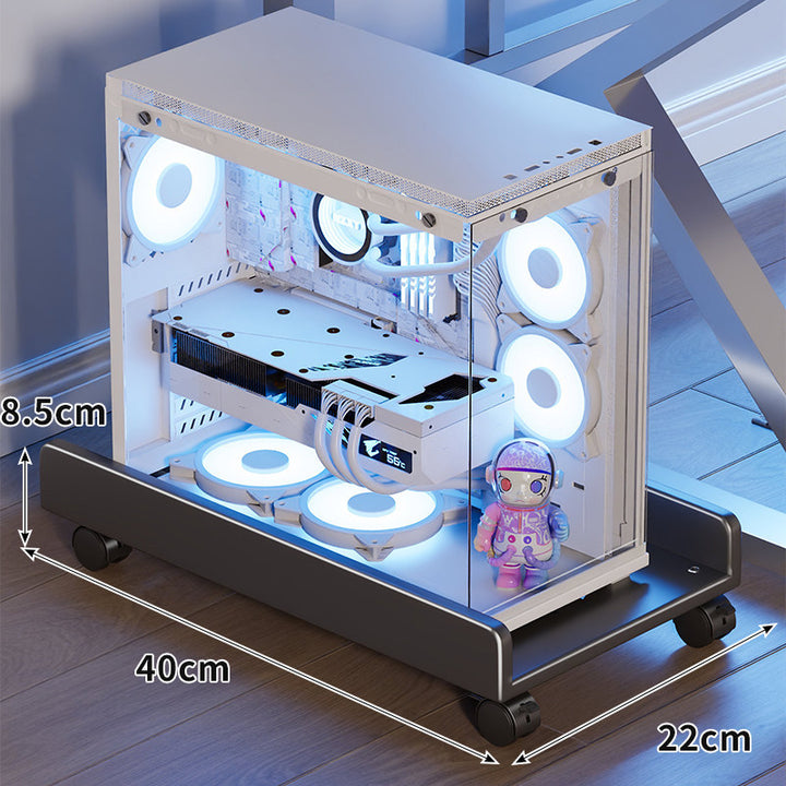 Mobile PC Case Rolling Base with Low-Profile Anti-Slip Platform