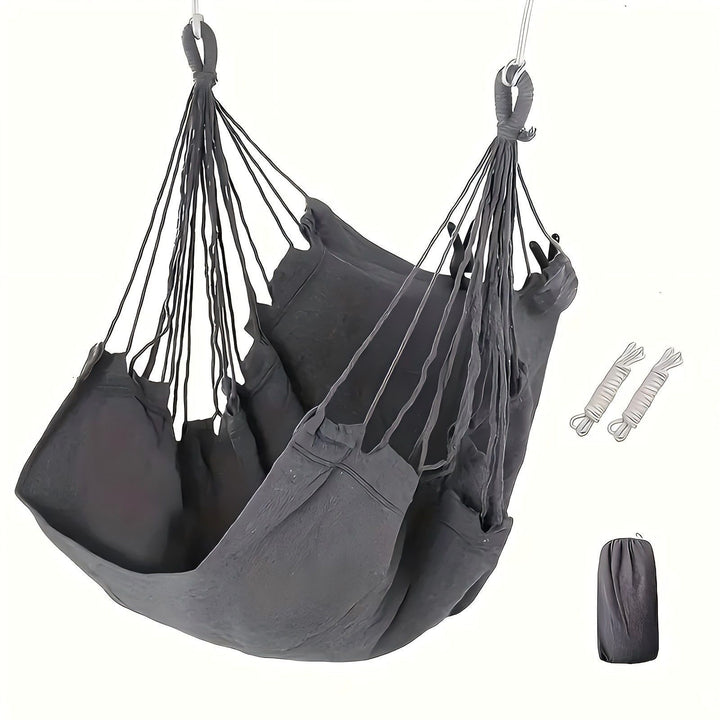 Hanging hammock chair with reinforced cotton canvas and integrated arm pockets Bowlift