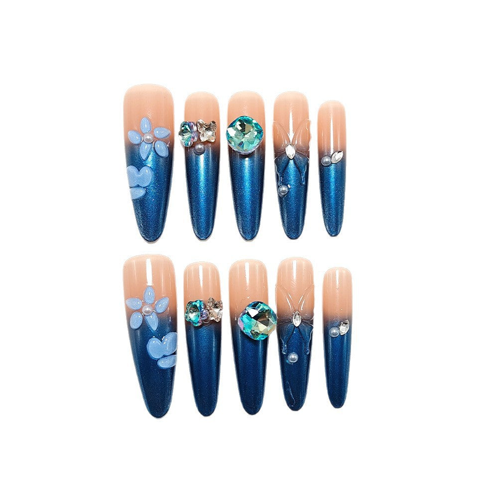 Artificial nails with an elegant glitter and flower design Bowlift