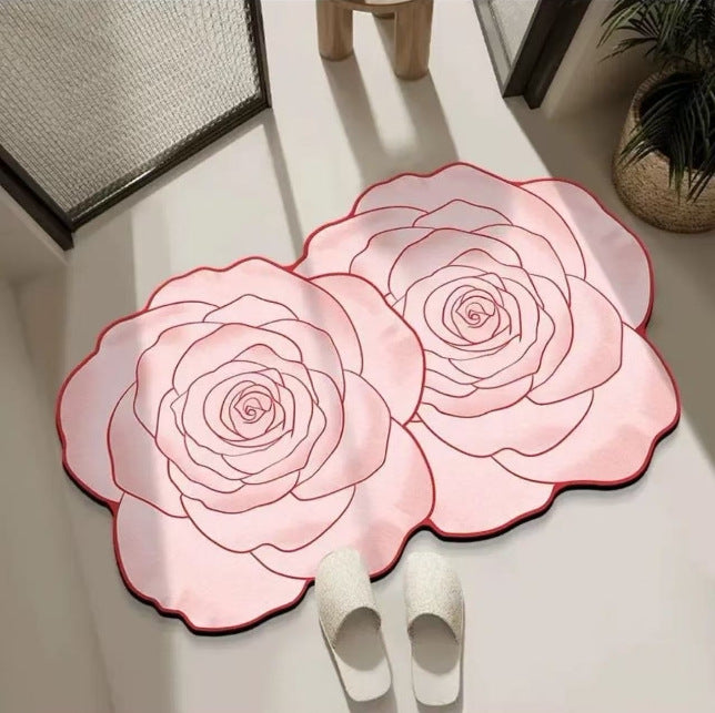 Floral Design Bathroom Rug Bowlift