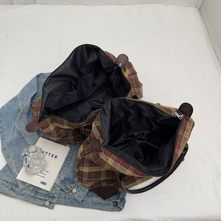 Plaid Structured Weekend Duffle Bag Bowlift