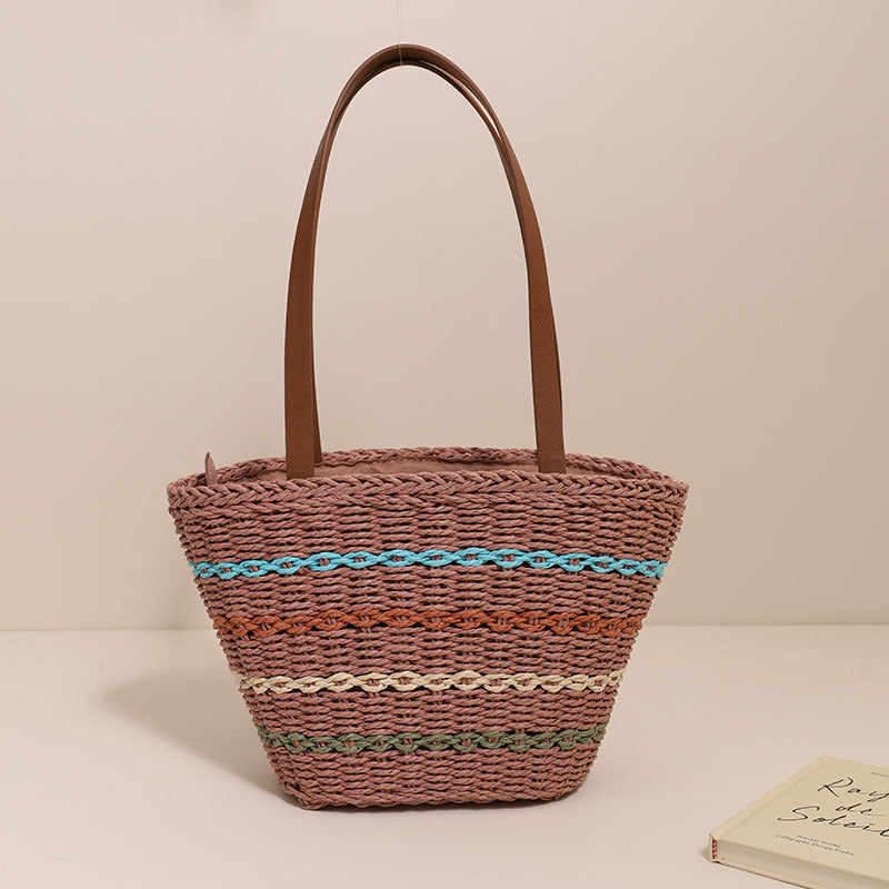 Trendy Straw Bag with Colorful Details Bowlift