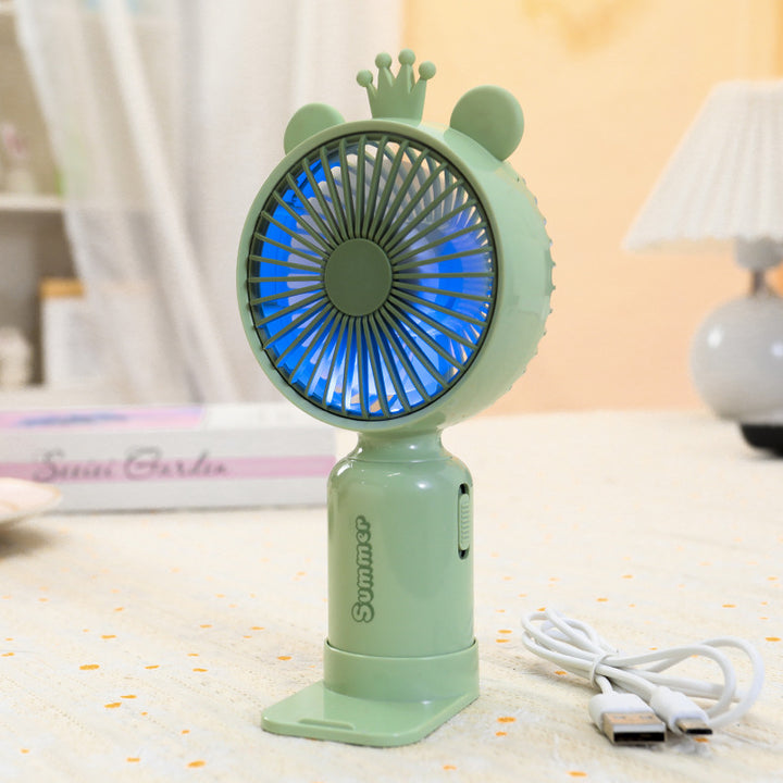 Ladies portable mini hand fan with flexible mounting mechanism Bowlift