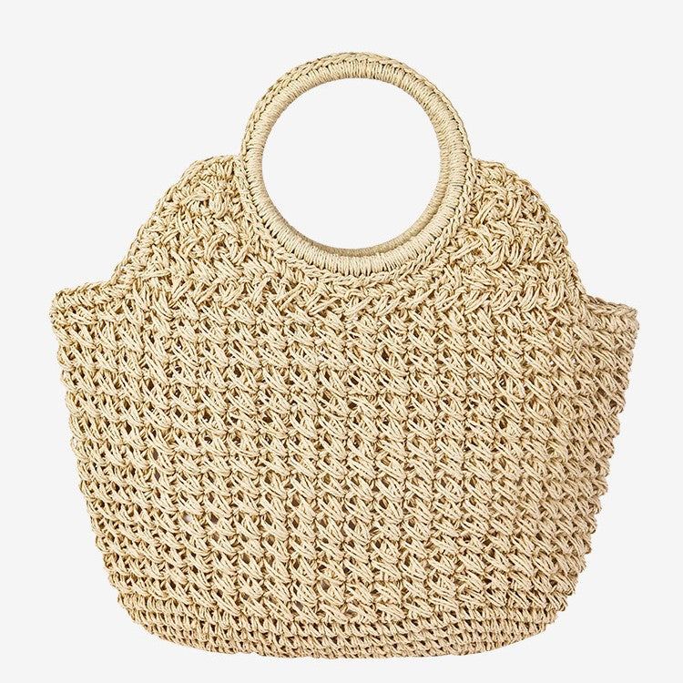 Hand-knotted straw bag with round handle Bowlift