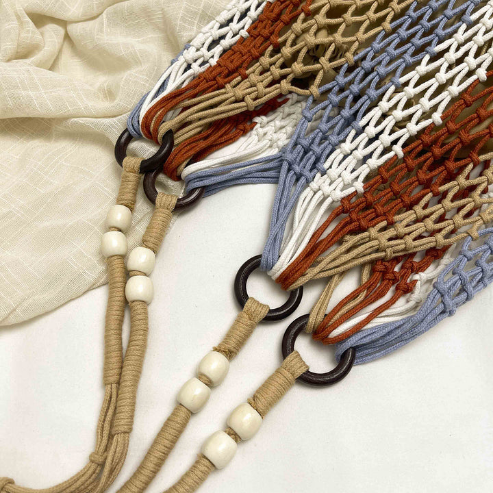 Macrame Tote Bag with Tassels Bowlift