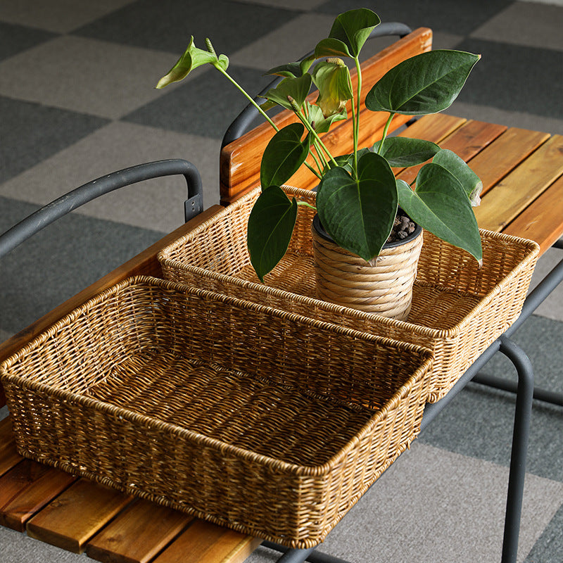 Handcrafted Rectangular Woven Storage Basket Bowlift