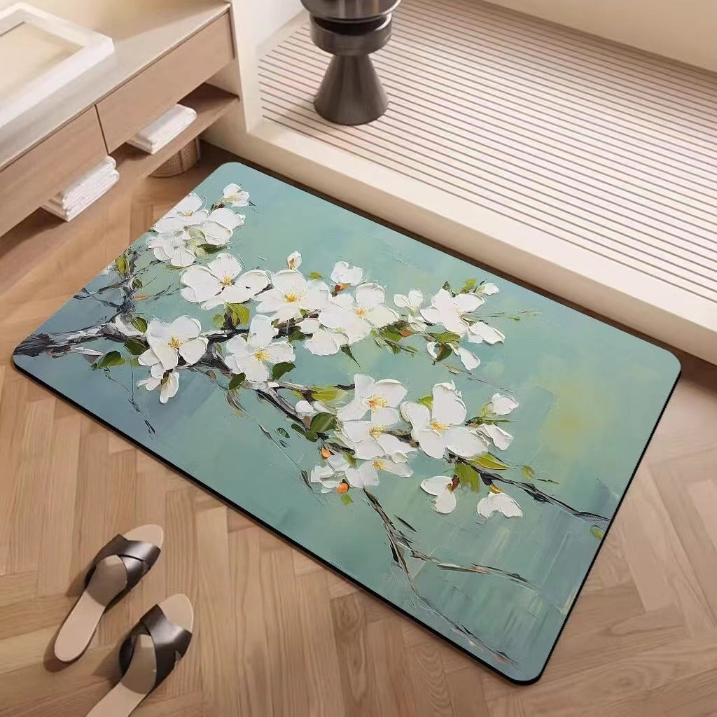 Luxury Textured Floral Bath Mat Bowlift
