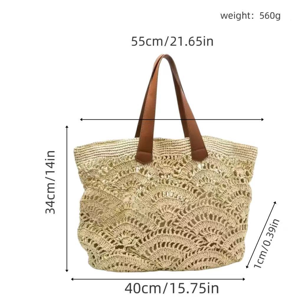 Braided beach bag with leather handles Bowlift