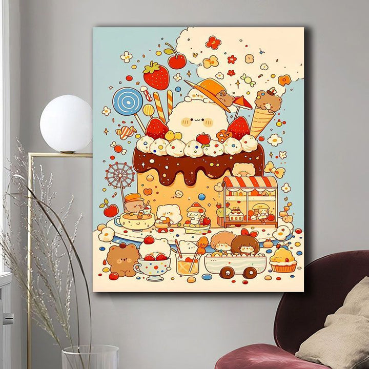 Whimsical Dessert-Themed Canvas Art Print Bowlift