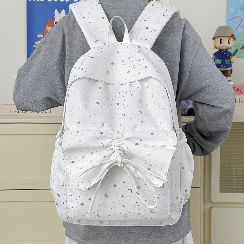 Starry Print Bow-Detail Backpack Bowlift