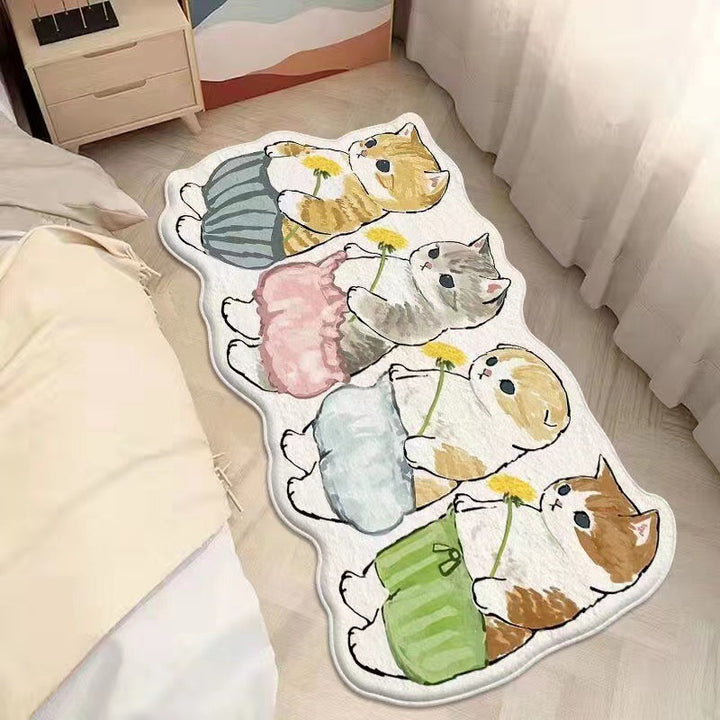 Cartoon Cat-Shaped Area Rug Bowlift