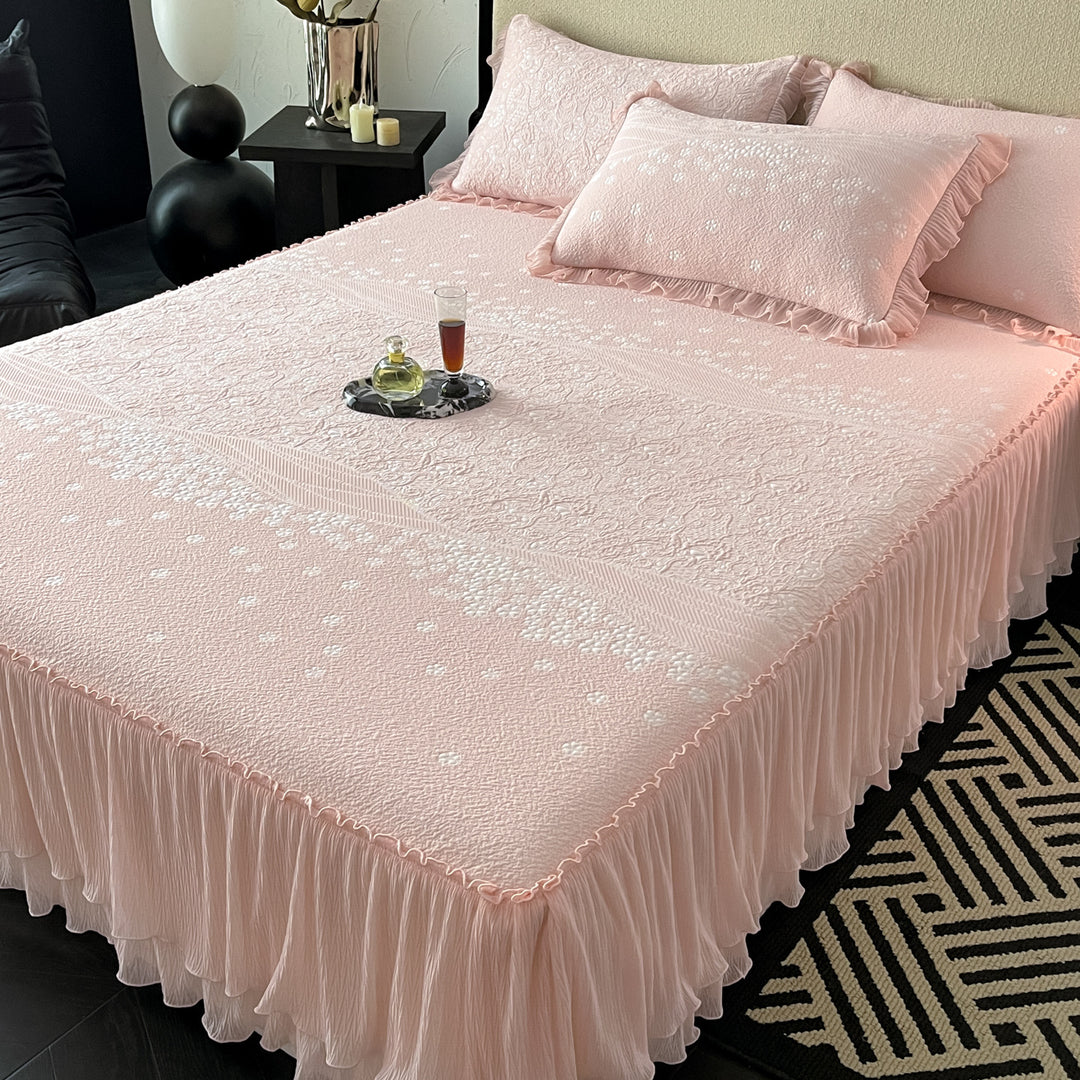 Ruffled Embellished Bedspread Set