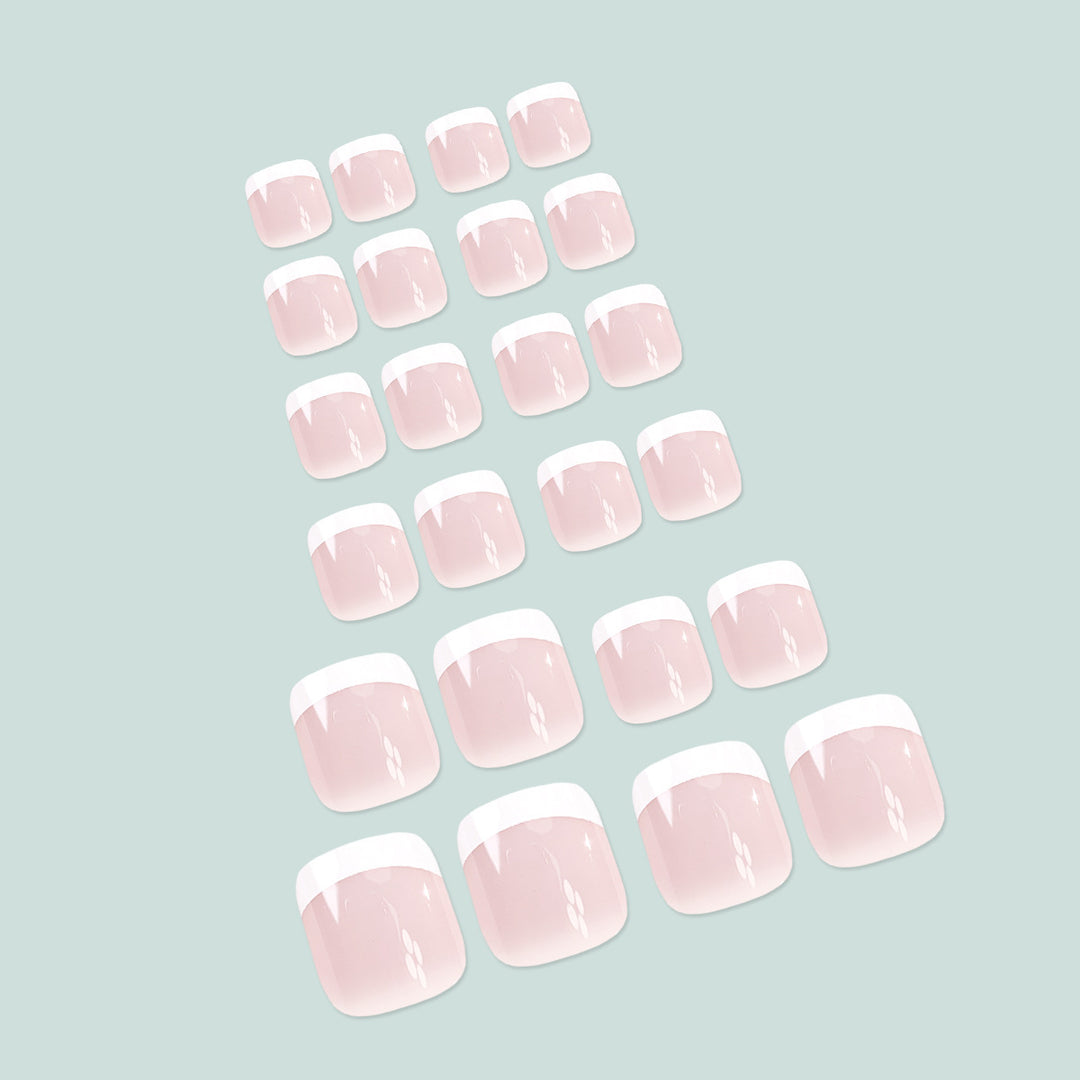 Elegant French Tip Press-On Toenails Bowlift