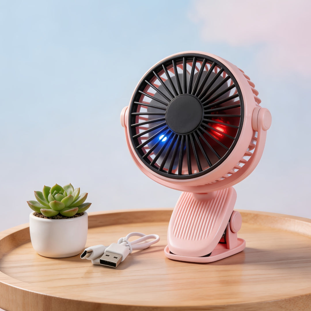 Ladies portable USB fan with flexible tilt mechanism Bowlift
