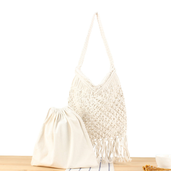 Macramé Crossbody Bag with Fringes Bowlift