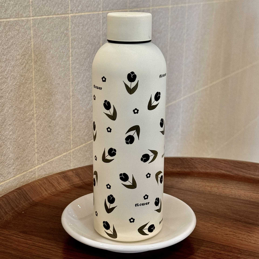 Ladies insulated drinking bottle with elegant floral design Bowlift
