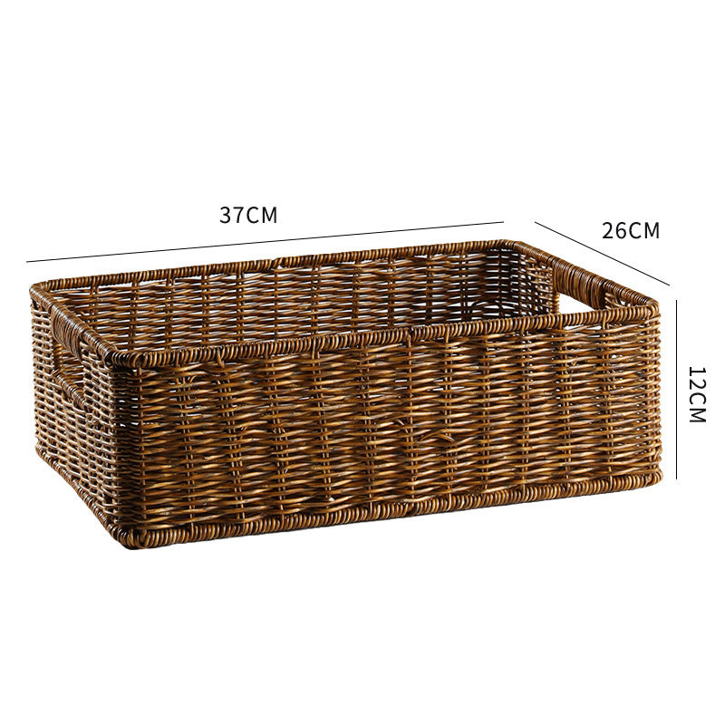 Handcrafted Large Rectangular Wicker Storage Basket Bowlift