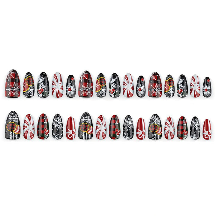Artificial nails in festive Christmas design Bowlift