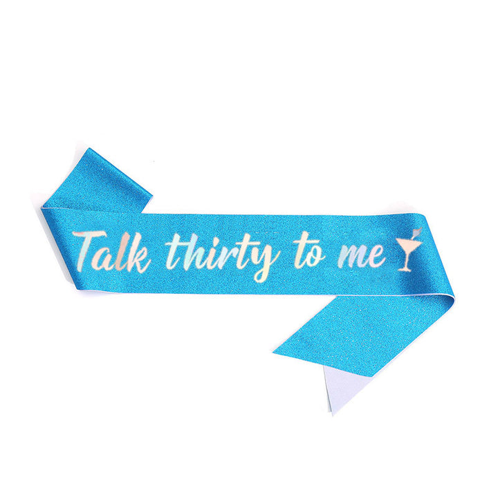 Ladies Glittering Birthday Sash with Festive Print Bowlift
