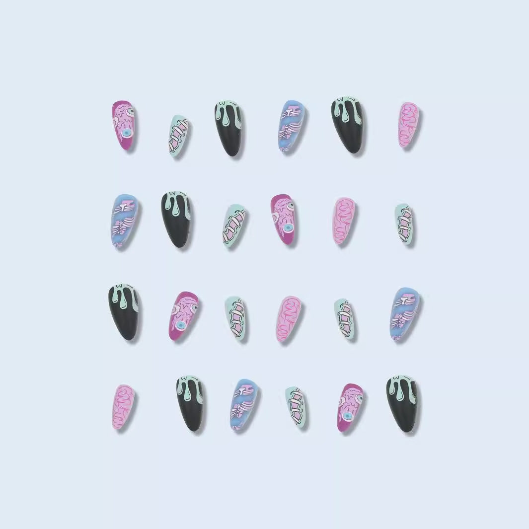 Artistic Horror-Themed Stiletto Press-On Nails Bowlift