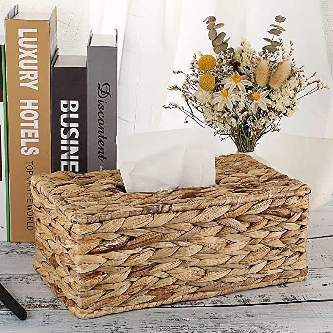Natural Fiber Tissue Box Holder Bowlift