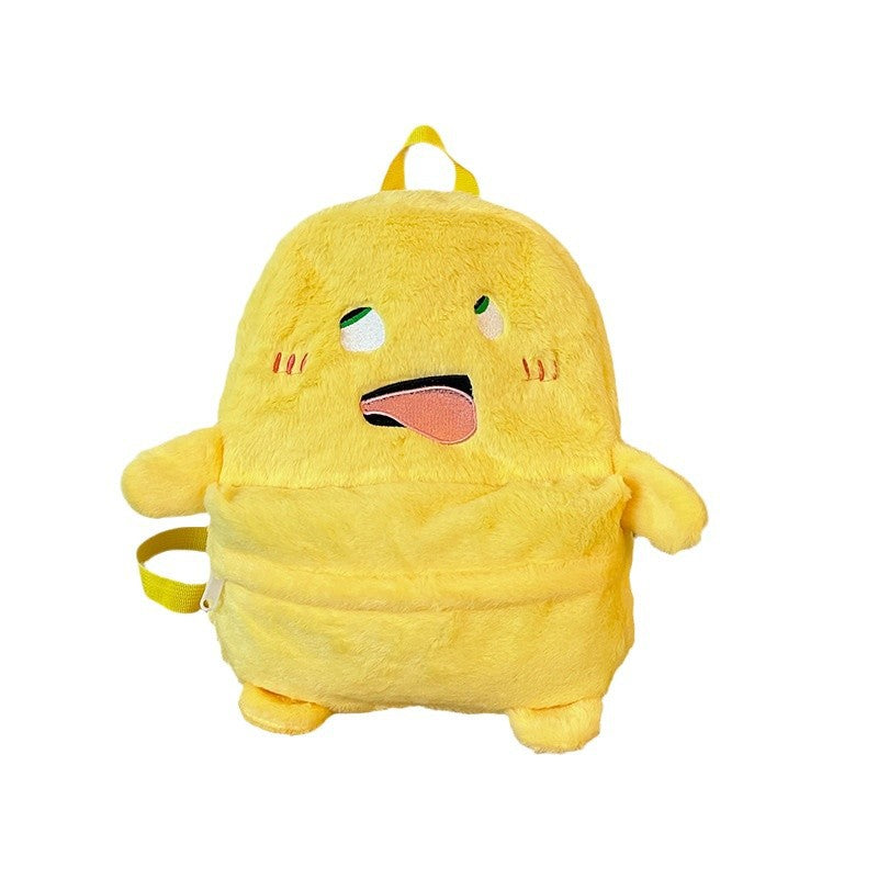 Plush Backpack with Cheerful Face Bowlift