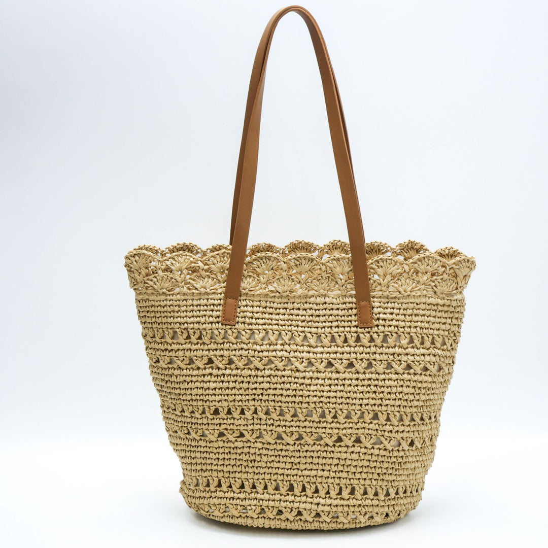 Handwoven tote bag with floral details Bowlift