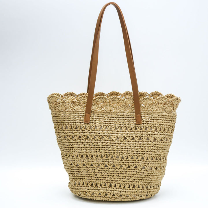 Handwoven tote bag with floral details Bowlift