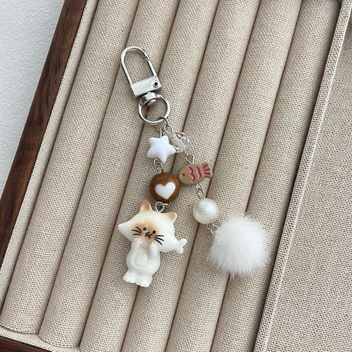 Cat-Themed Charm Keychain Bowlift