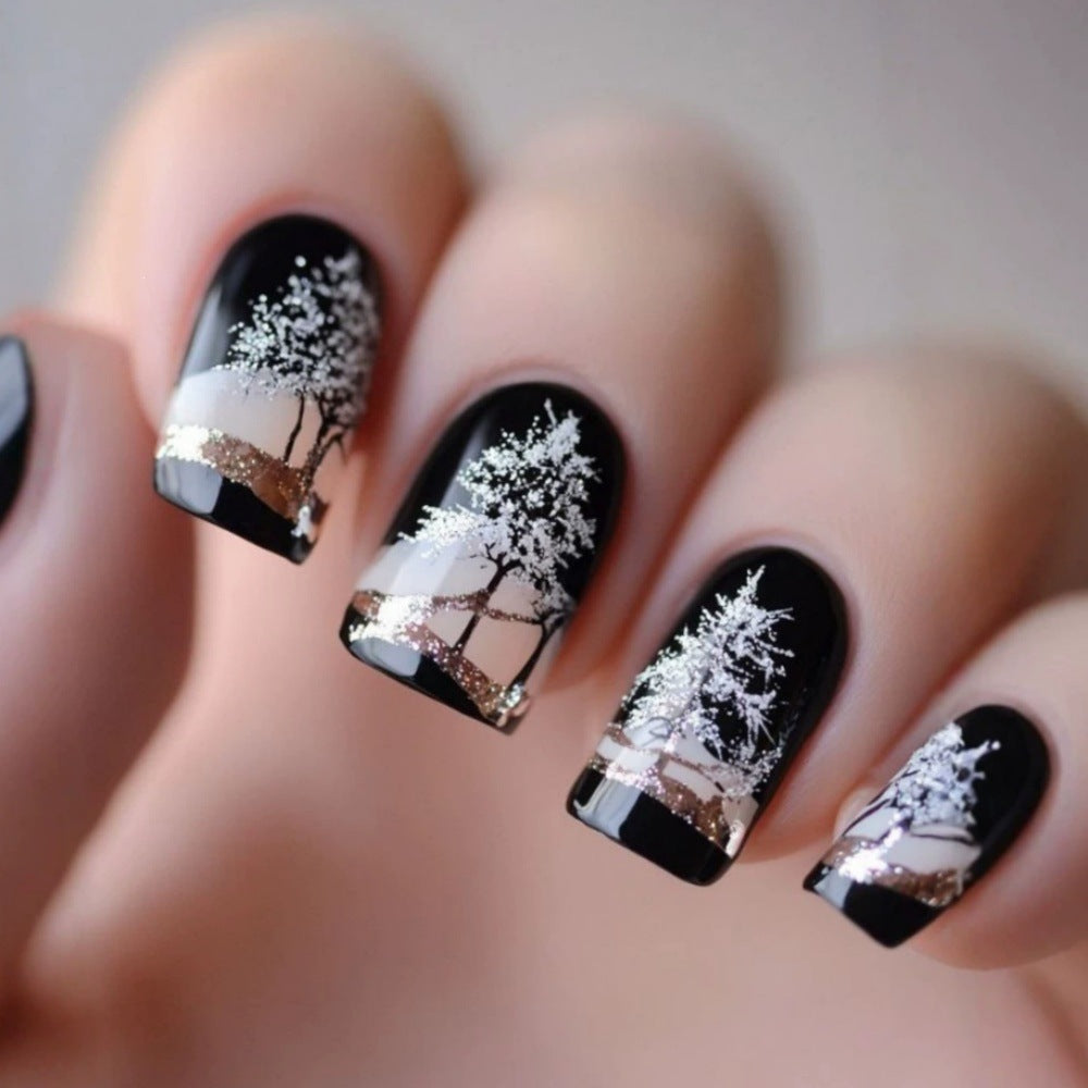 Artificial nails in elegant winter forest design Bowlift
