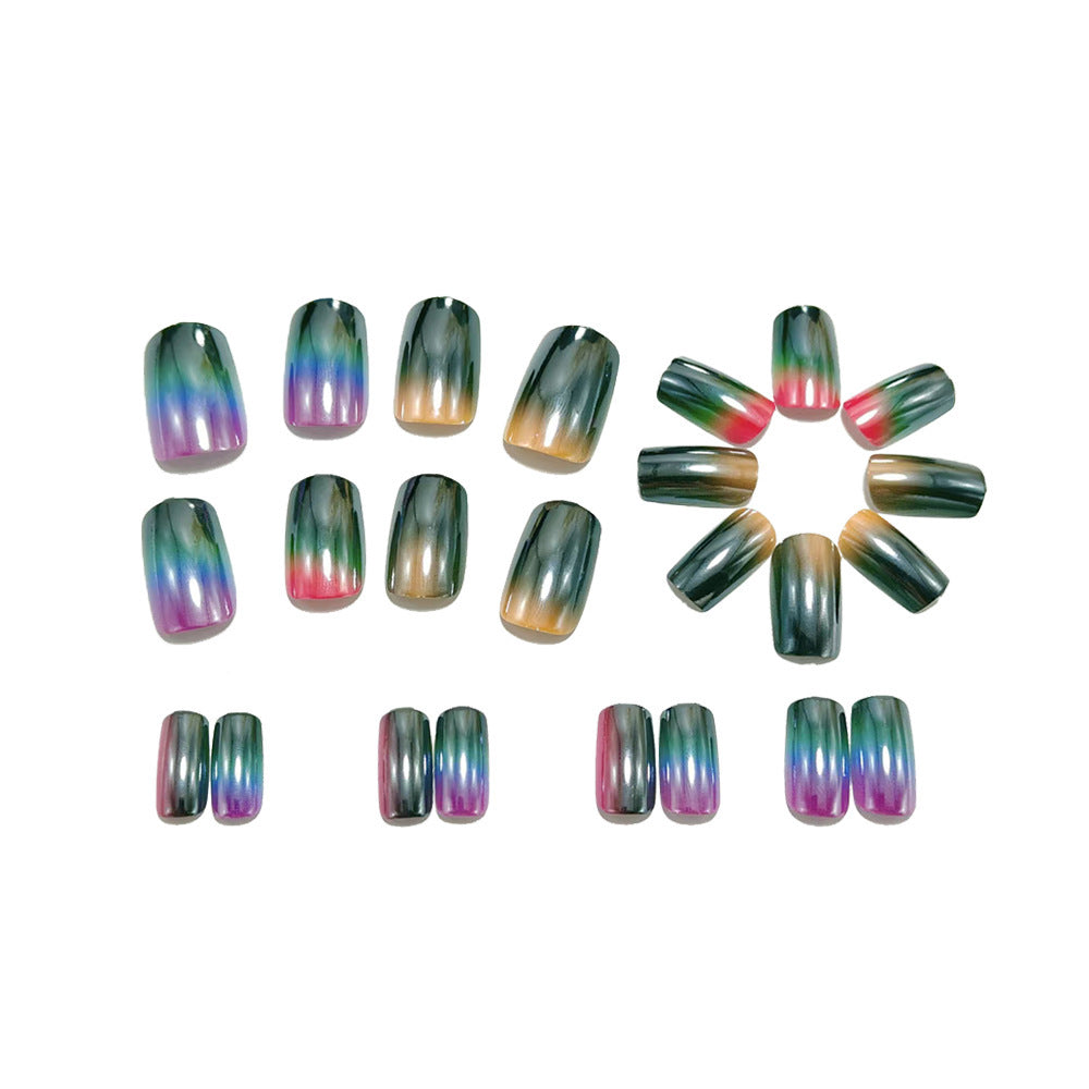 Acrylic Nail Set with High Gloss Metallic Finish Bowlift