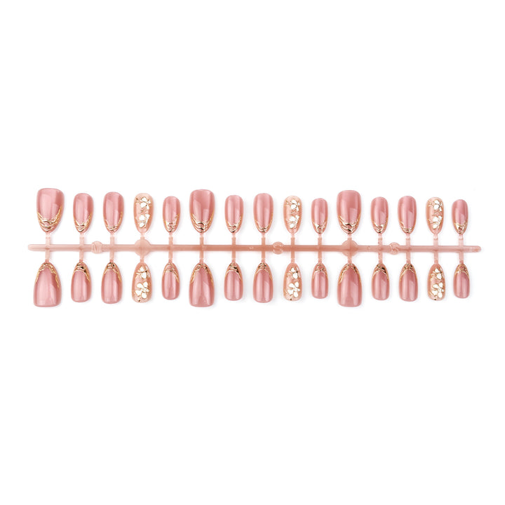 Artistic Floral-Embossed Press-On Nail Set