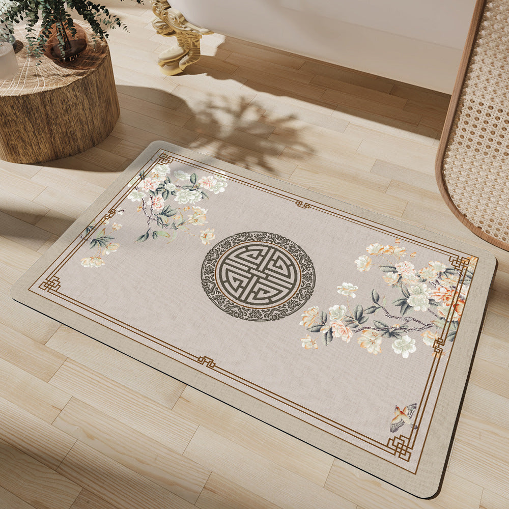 Artistic Floral Bath Mat Bowlift